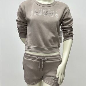 Beige Florida Sweatshirt and Shorts Set
